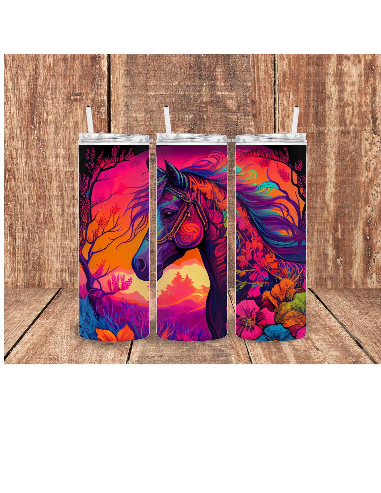 Colorful horse tumbler