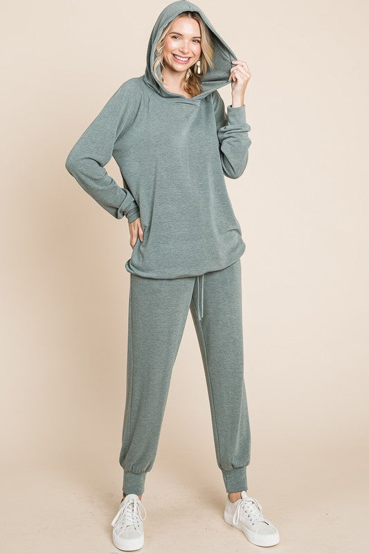 Super Lady Full Size Long Sleeve Hoodie and Tied Pants Set