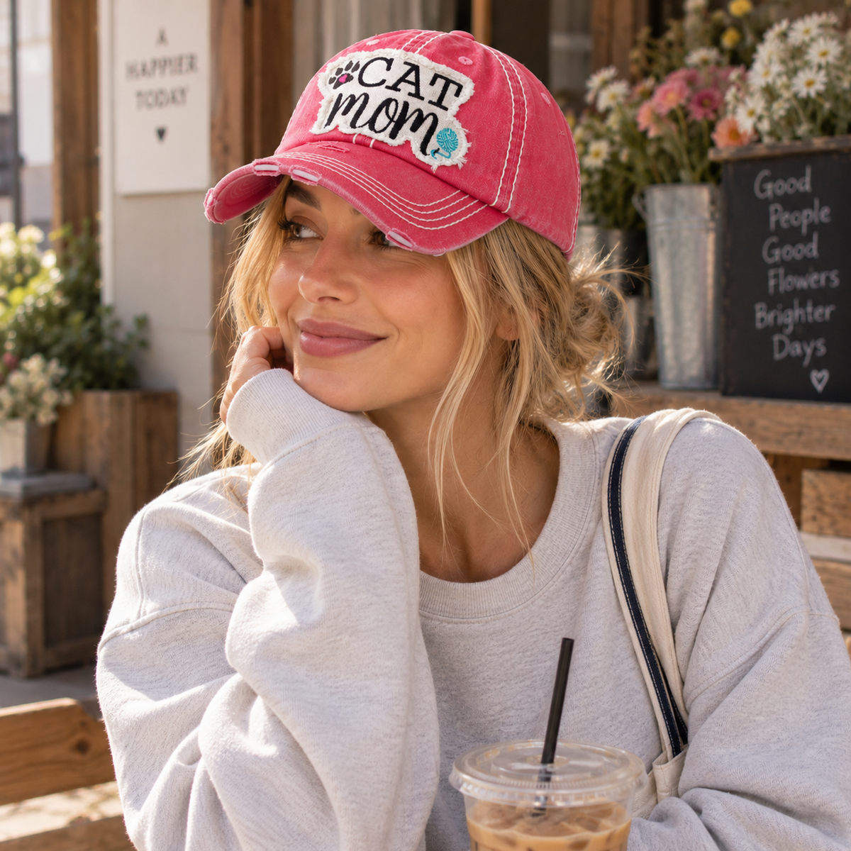 CAT MOM Washed Vintage Ball Cap