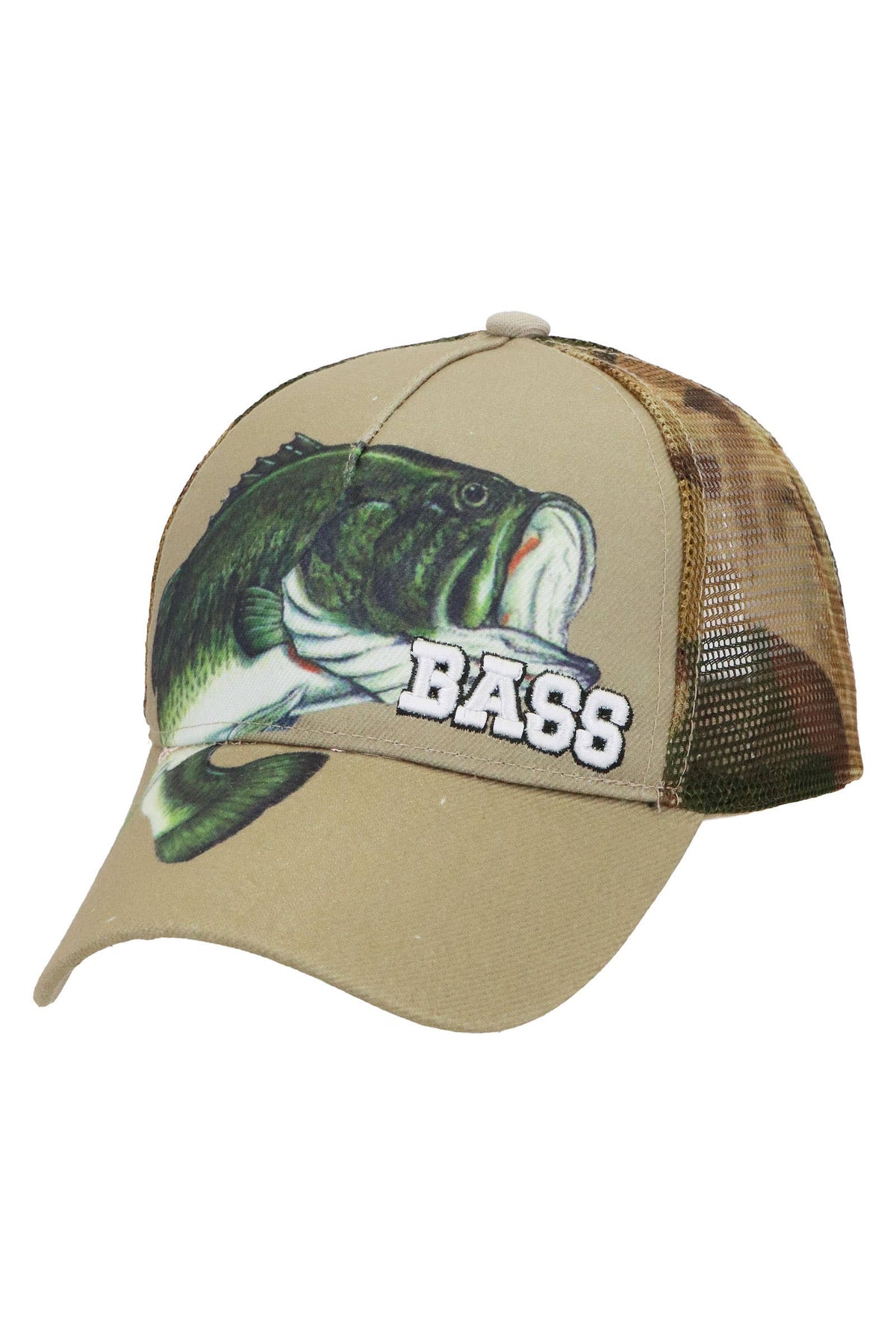 Jumping Bass Hunt Camo Mesh Trucker Hat