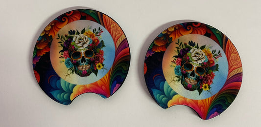 Colorful skull dar coaster
