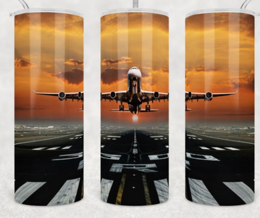 Airplane takeoff tumbler