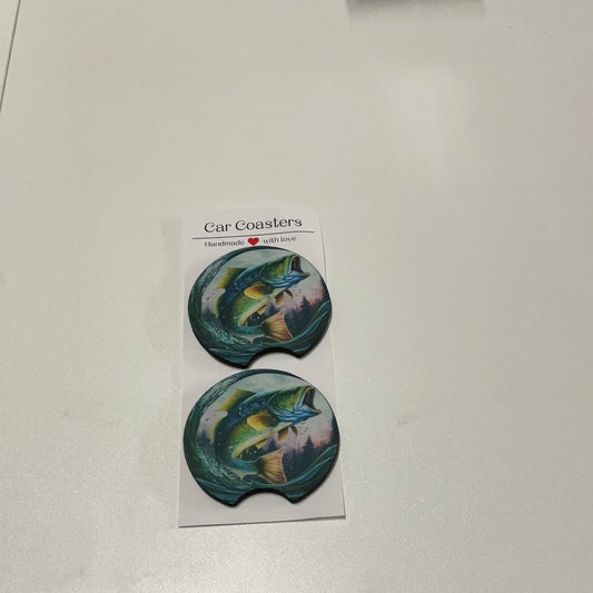 Bass fish car coasters
