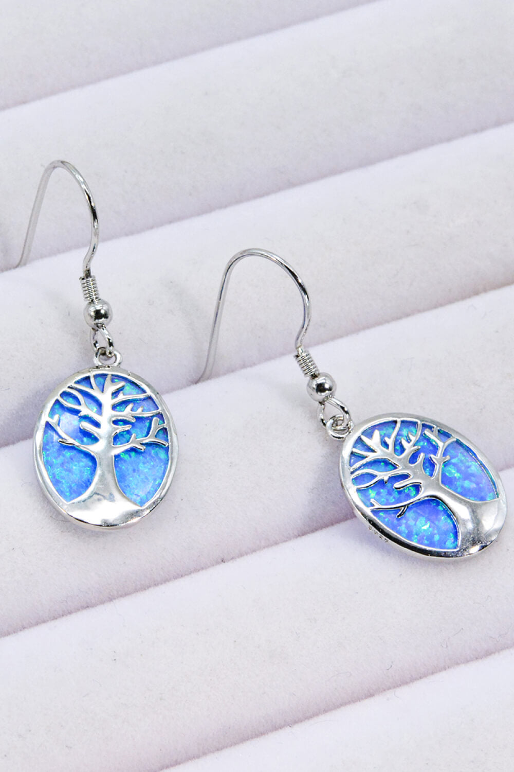 Opal Blue Platinum-Plated Drop Earrings