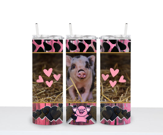 Pig tumbler with hearts