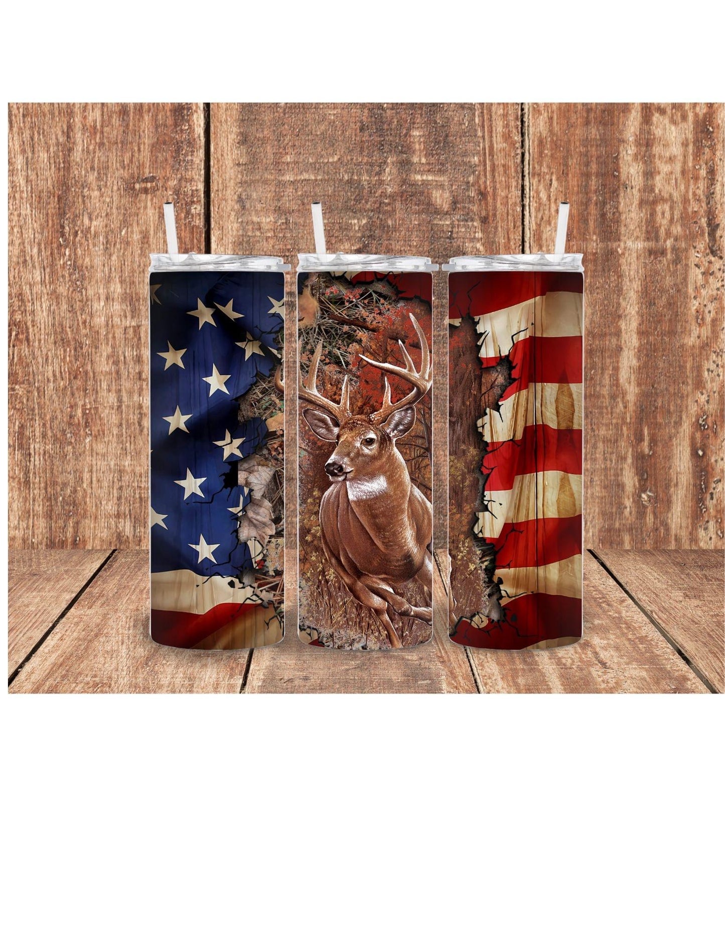 Deer with flag tumbler