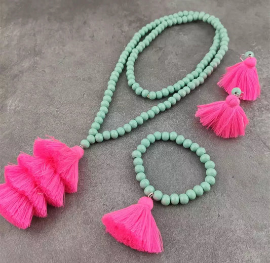 Mint\Pink  Necklace Set