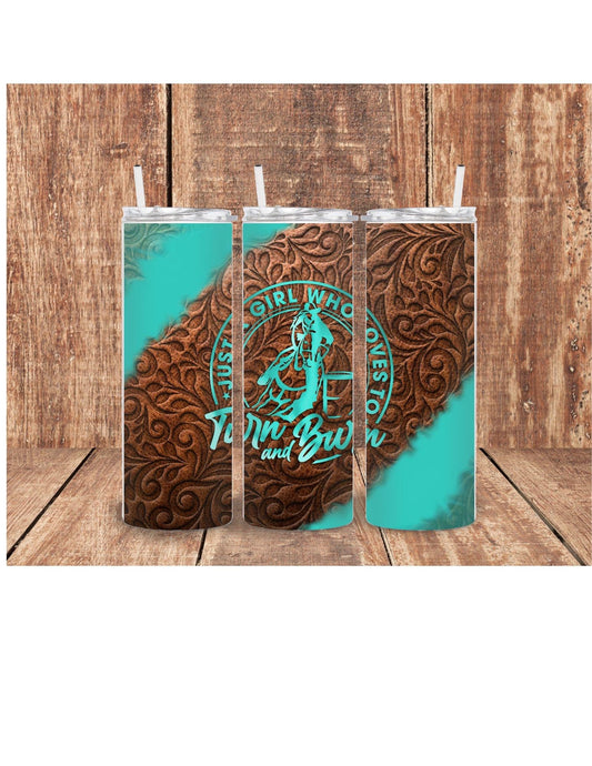 Barrel racer leather looking tumbler