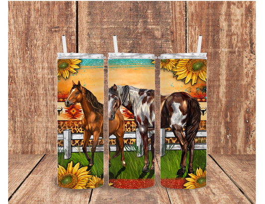 horse with sunflowers tumbler