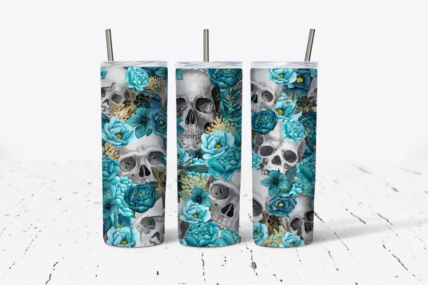 blue skull tumbler