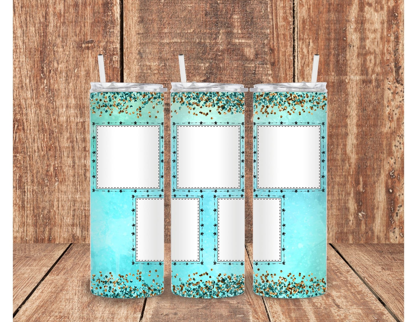 Blue Glitter photo tumbler