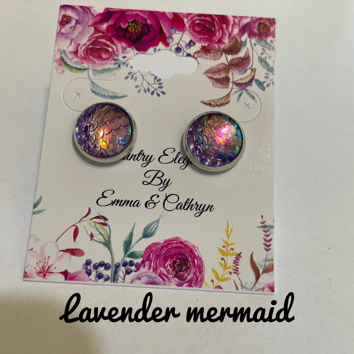 resin mermaid post earrings 12mm