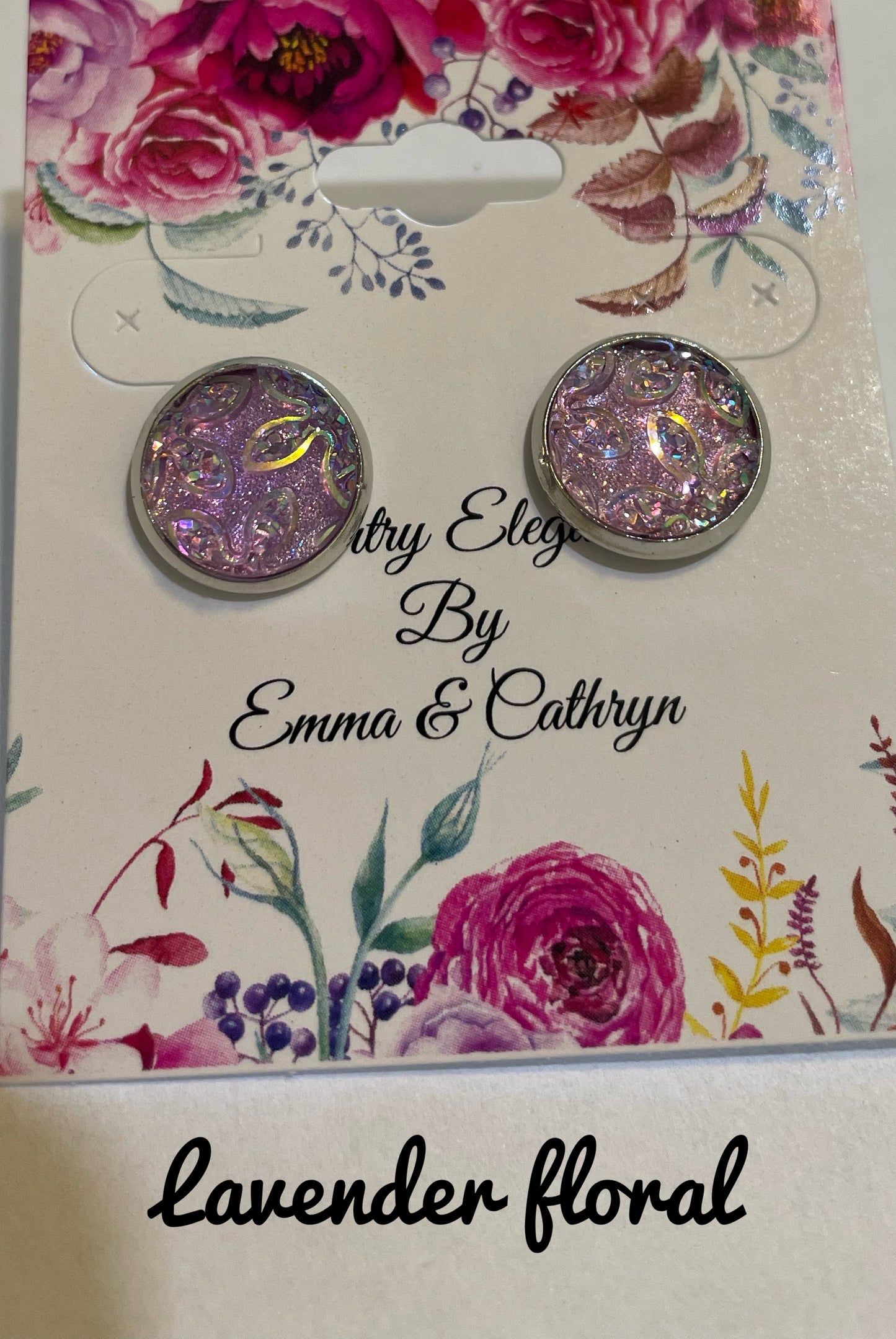 Flower Faux Druzy Dome post earrings