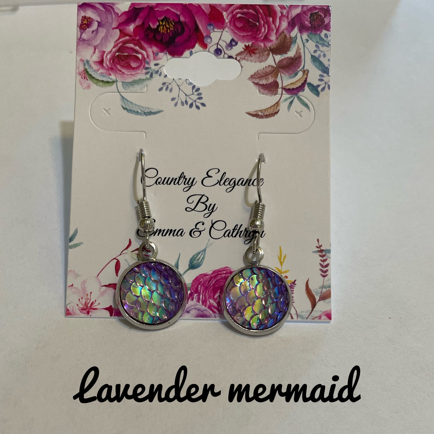 Mermaid 12mm dangle earrings