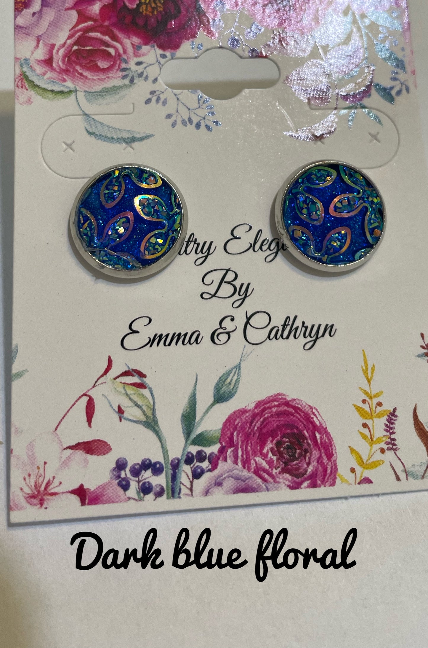 Flower Faux Druzy Dome post earrings