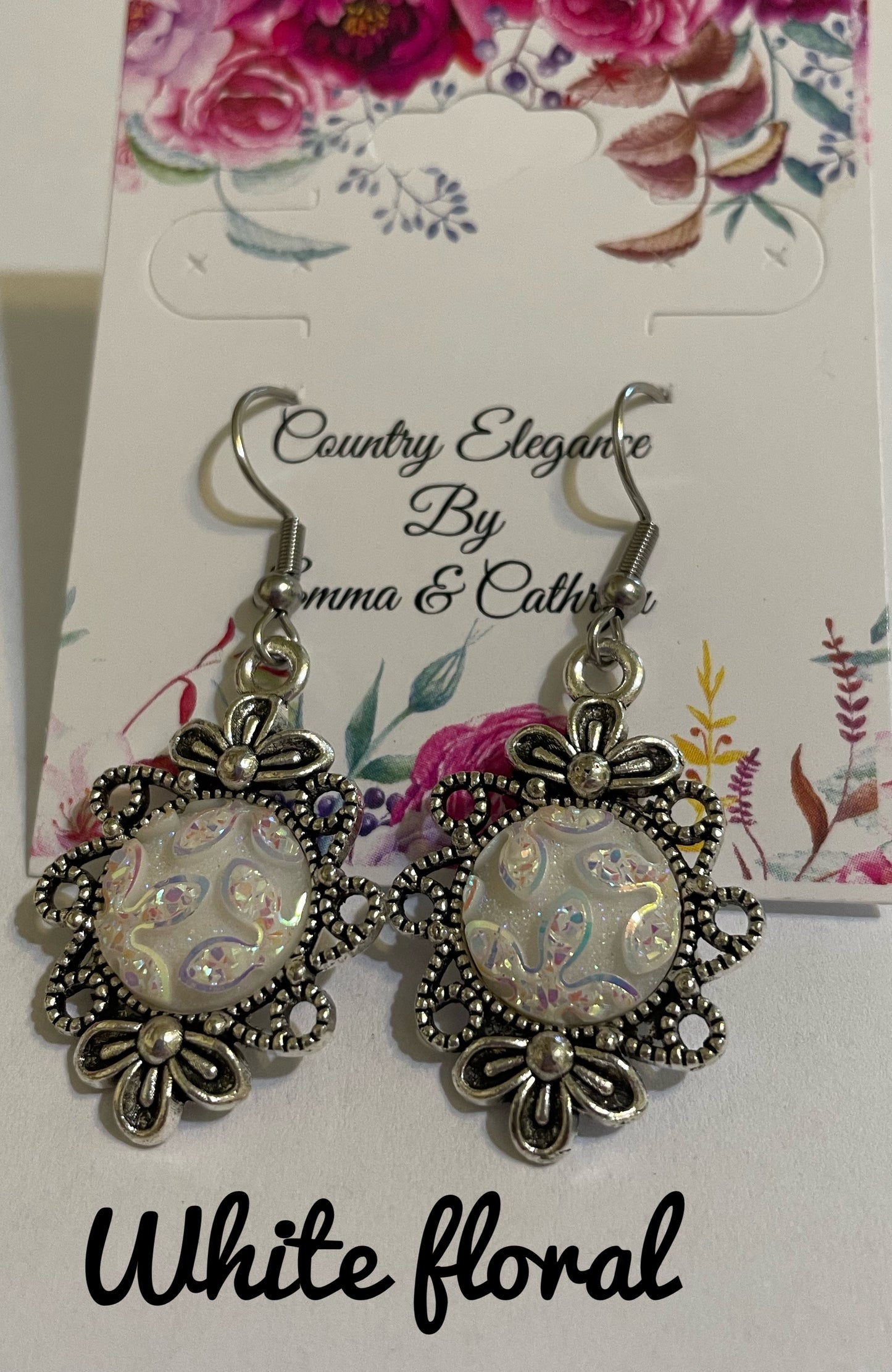 Flower Faux Druzy fancy earrings