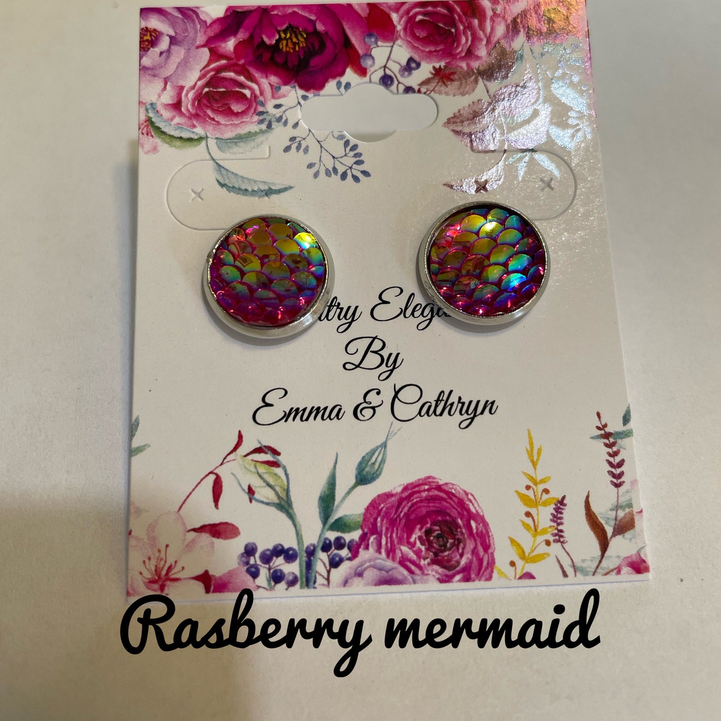 resin mermaid post earrings 12mm