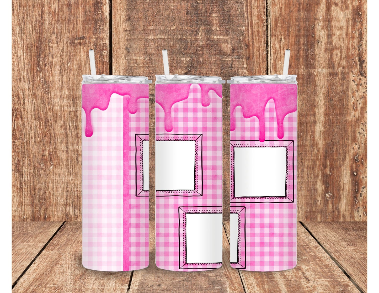 Pink dip photo tumbler