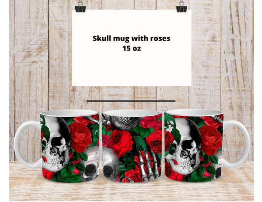 Skull with roses mug