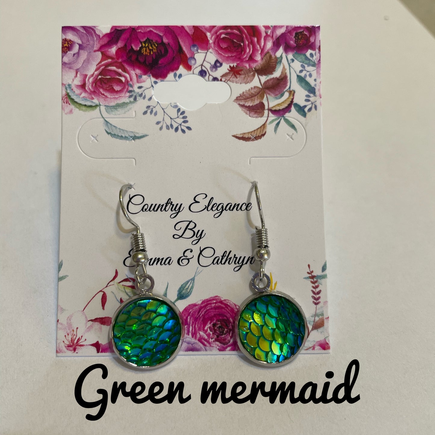 Mermaid 12mm dangle earrings