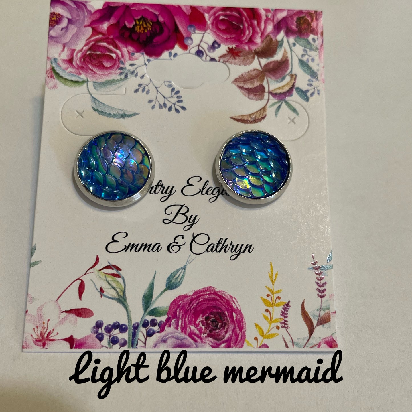 resin mermaid post earrings 12mm