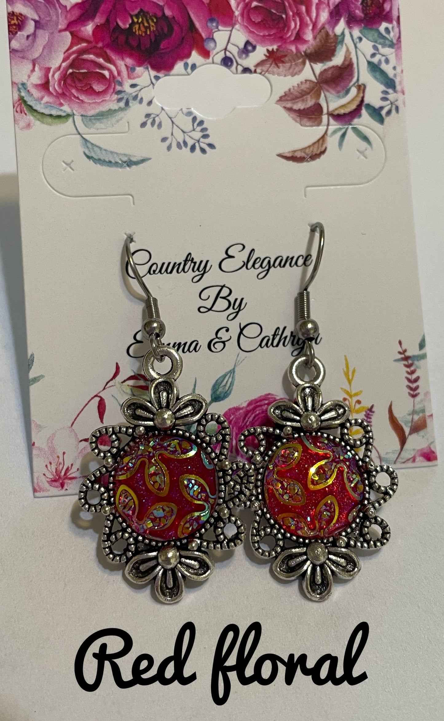 Flower Faux Druzy fancy earrings